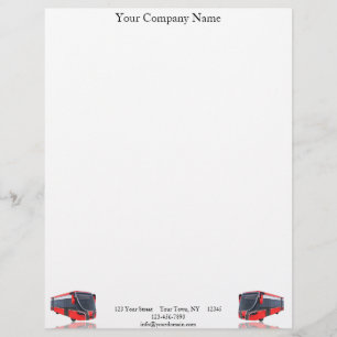 Red White and Black Bus on White Customized Letterhead