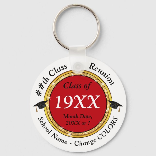 Red, White and Black, Class Reunion Gift Ideas,  Key Ring (Front)