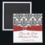 Red, White, and Black Damask Wedding Favour Magnet<br><div class="desc">This save the date magnet matches the invitations and other items shown below. You can also customise it to say "Thank You" and use it as a wedding favour for your guests.  If there are any other matching items you require,  please email me your request.</div>