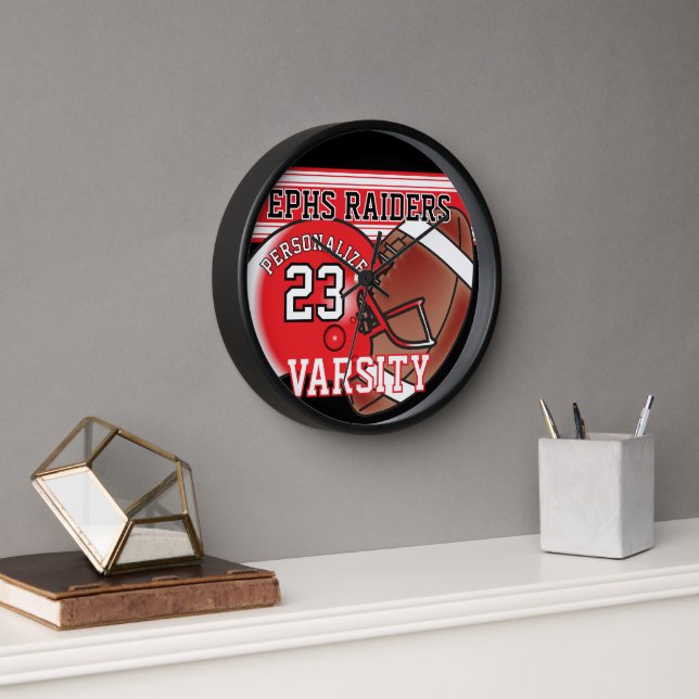 Red, White and Black Football Jersey | EDITABLE Clock (Office)