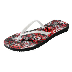 Red White and Black Geometric Jandals