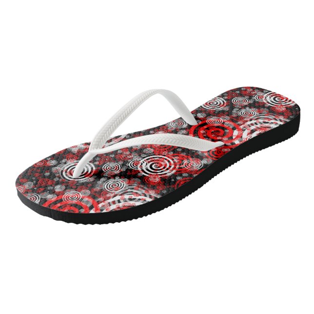 Red White and Black Geometric Jandals (Angled)