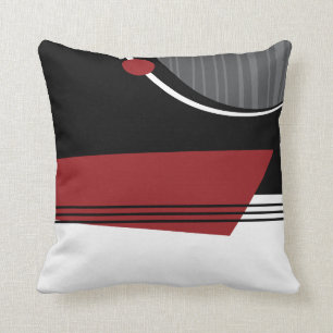 Red White and Black Geometric Pillow