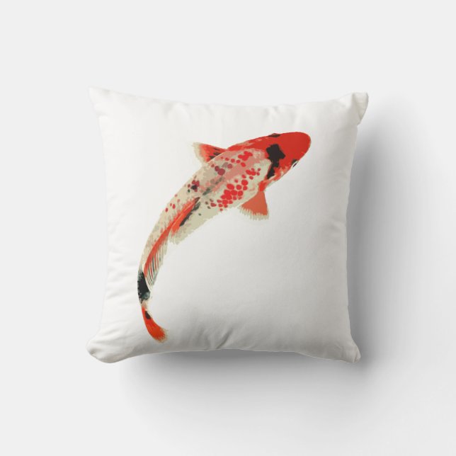 Red, White, and Black Koi Fish Cushion (Front)