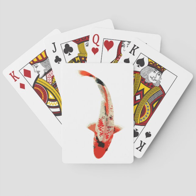 Red, White, and Black Koi Fish Playing Cards (Back)