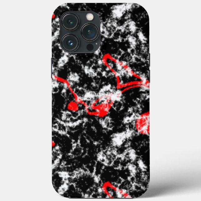 Red, White and Black Marble Abstract Case-Mate iPhone Case (Back)