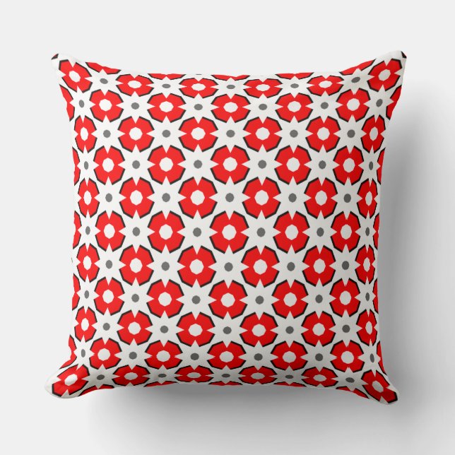 Red White and Black pattern  Cushion (Front)