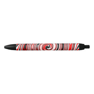 Red white and black psychedelic design black ink pen