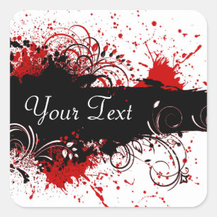 Red, White and Black Square Stickers