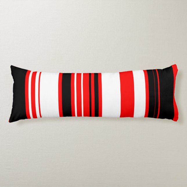 Red white and Black Stripes   Body Cushion (Front)
