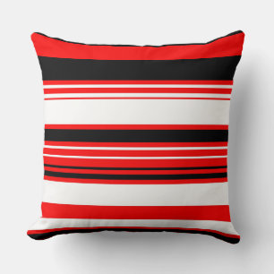 Red white and Black Stripes Cushion