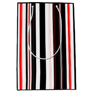 Red white and Black Stripes Medium Gift Bag