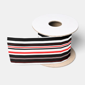 Red white and Black Stripes Satin Ribbon