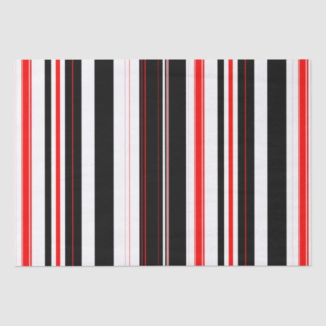 Red white and Black Stripes  Tissue Paper (Front)