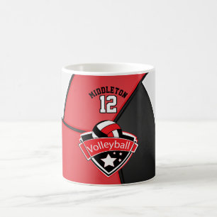 Red, White and Black Volleyball Design Coffee Mug