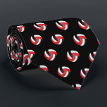 Red, White and Black Volleyball Tie<br><div class="desc">Volleyball Sport Men's Tie - Two side print. Featuring a red, white and black sport volleyball pattern on a black background. A great gift for a volleyball player, volleyball fan or volleyball team coach, a fun sports design. More colours are available if you can't find your colours, please contact me....</div>