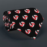 Red, White and Black Volleyball Tie<br><div class="desc">Volleyball Sport Men's Tie - Two side print. Featuring a red, white and black sport volleyball pattern on a black background. A great gift for a volleyball player, volleyball fan or volleyball team coach, a fun sports design. More colours are available if you can't find your colours, please contact me....</div>