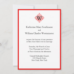 Red White And Black Wedding Invitations