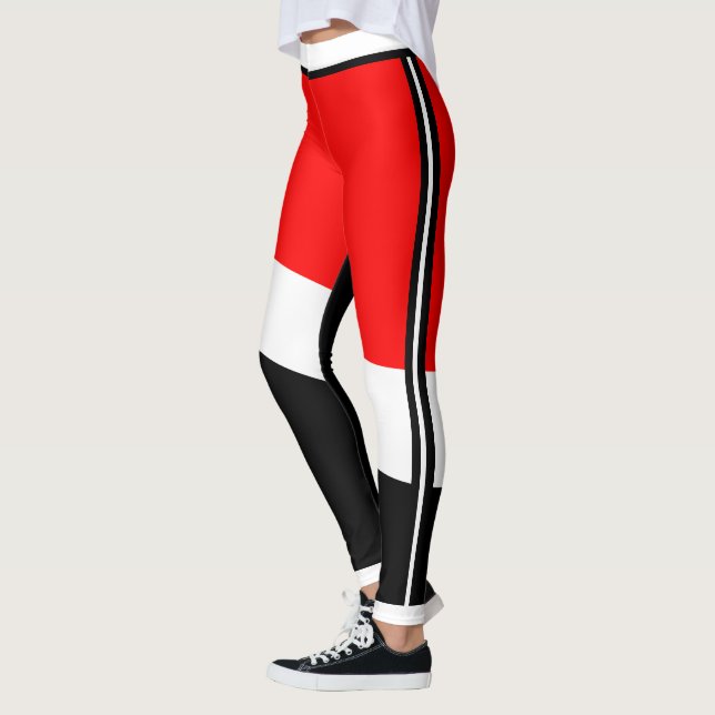 Red White and Black with Side stripe Leggings (Left)