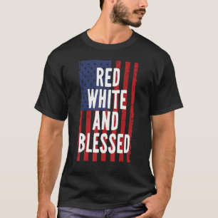 Red White And Blessed US American Flag 4th Of Jul T-Shirt