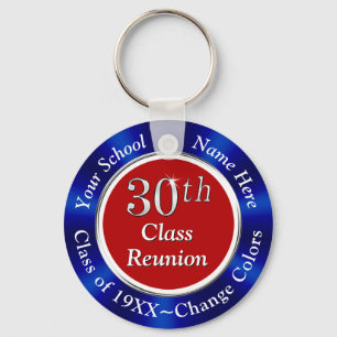 Red, White and Blue 30th Class Reunion Gift Ideas Key Ring