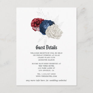 Red White and Blue 4th July Wedding Guest Details Enclosure Card
