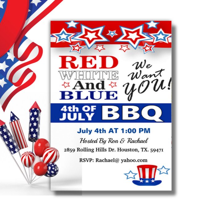 Red White And Blue 4th Of July Barbecue Invitation (Creator Uploaded)
