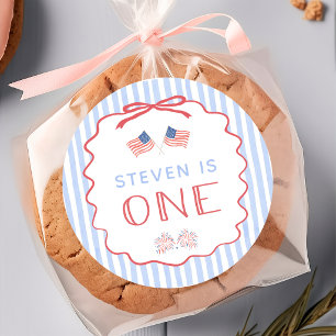 Red, White and Blue 4th of July Birthday Sticker
