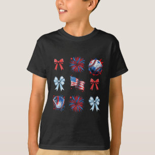 Red White And Blue 4th Of July Coquette Baseball B T-Shirt