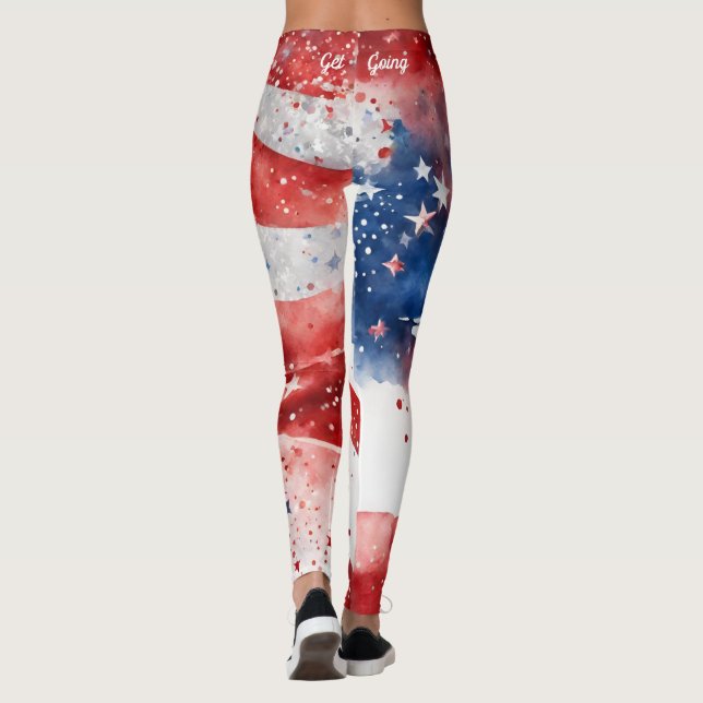 Red White and Blue 4th of July Leggings (Back)