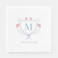 Red, White and Blue 4th of July Monogram Crest