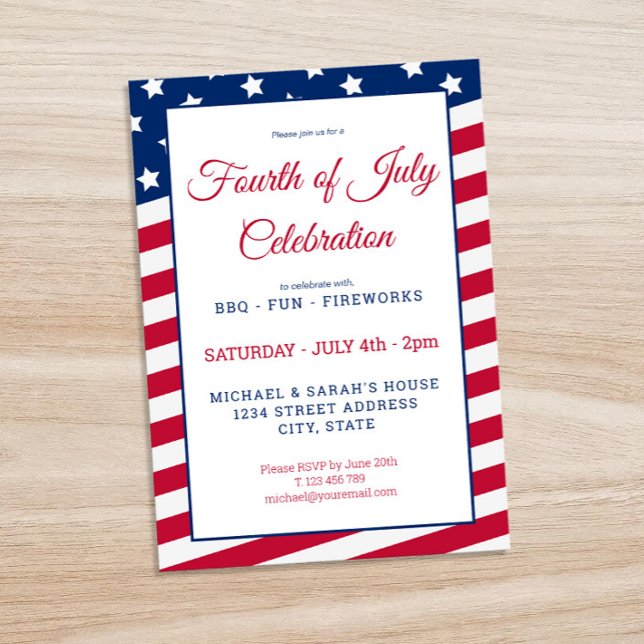 Red White and Blue 4th of July Party Invitation (Creator Uploaded)