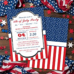 Red, White and Blue 4th of July Party Invitation