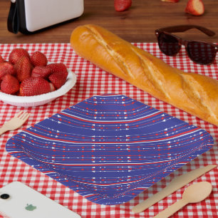 Red White and Blue 4th of July Party Paper Plate
