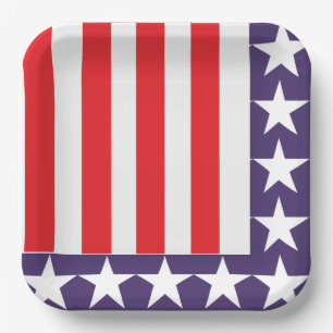 Red White and Blue 4th of July Party  Paper Plate