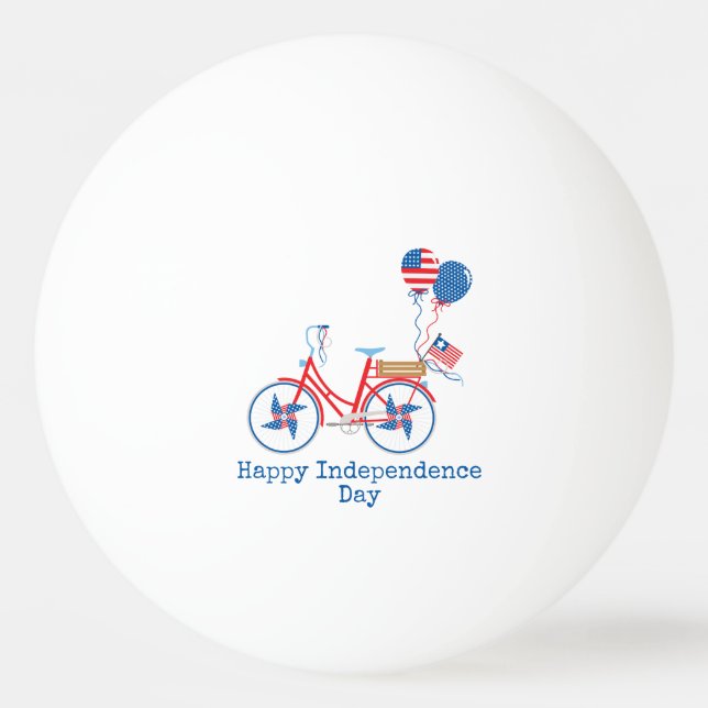 Red White and Blue 4th of July Whimsical Bicycle  Ping Pong Ball (Front)