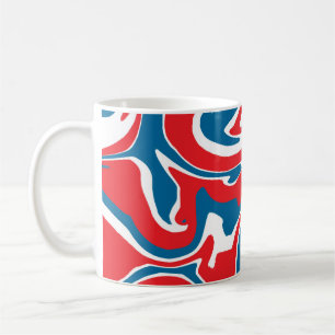 Red white and blue abstract pattern  coffee mug