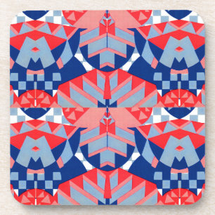 red white and blue abstract print #1 coaster