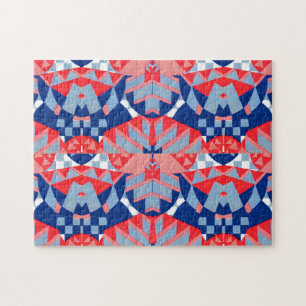 red white and blue abstract print #1 jigsaw puzzle