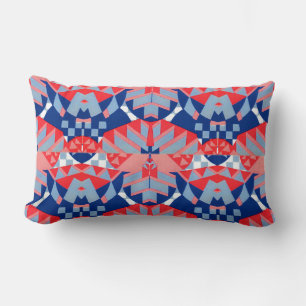 red white and blue abstract print #1 lumbar cushion