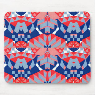 red white and blue abstract print #1 mouse pad