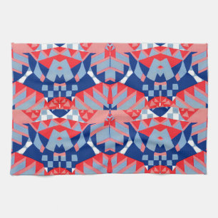 red white and blue abstract print #1 tea towel