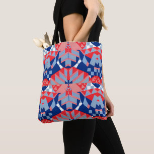red white and blue abstract print #1 tote bag