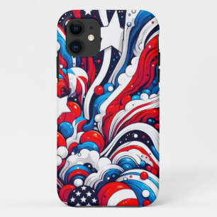 Red, White and Blue Abstract US Flag Patriotic Case-Mate iPhone Case