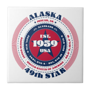 Red, White, and Blue Alaska Ceramic Tile