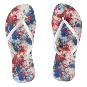 Red White and Blue Alcohol Ink USA  Flag Colours Jandals