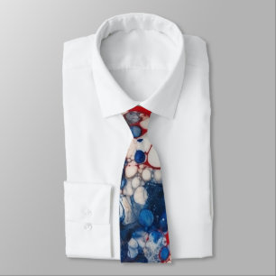 Red White and Blue Alcohol Ink USA  Flag Colours Tie