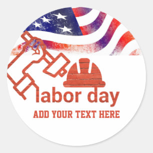 Red White and Blue America Flag Labour Day Classic Round Sticker
