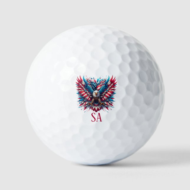 Red White and Blue American Eagle Golf Balls (Front)
