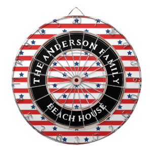 Red White and Blue American Flag Patriotic Family Dartboard